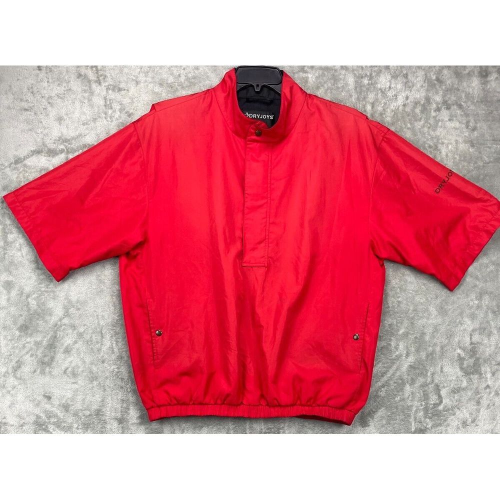 Footjoy Dryjoys Men's Pullover Jacket 1/2 Zip Large Red Windbreaker Short Sleeve